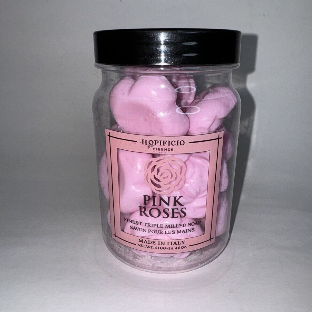 Hopificio Firenze Triple Milled Soap Women 14.46oz Pink Roses Made in Italy Jar
